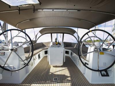 Cockpit of Amazing Elli, a Jeanneau 54 sailboat at Volos Municipality, Greece