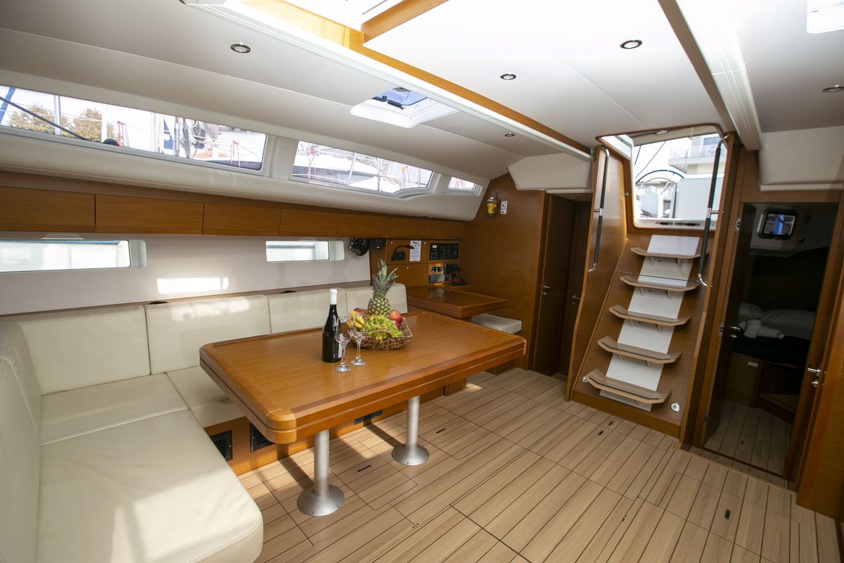 Salon of Amazing Elli, a Jeanneau 54 sailboat at Volos Municipality, Greece