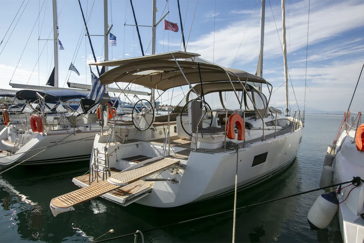 Exterior view of Amazing Elli, a Jeanneau 54 sailboat at Volos Municipality, Greece