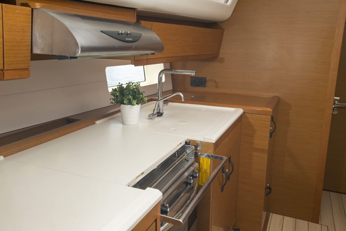 Galley of Amazing Elli, a Jeanneau 54 sailboat at Volos Municipality, Greece