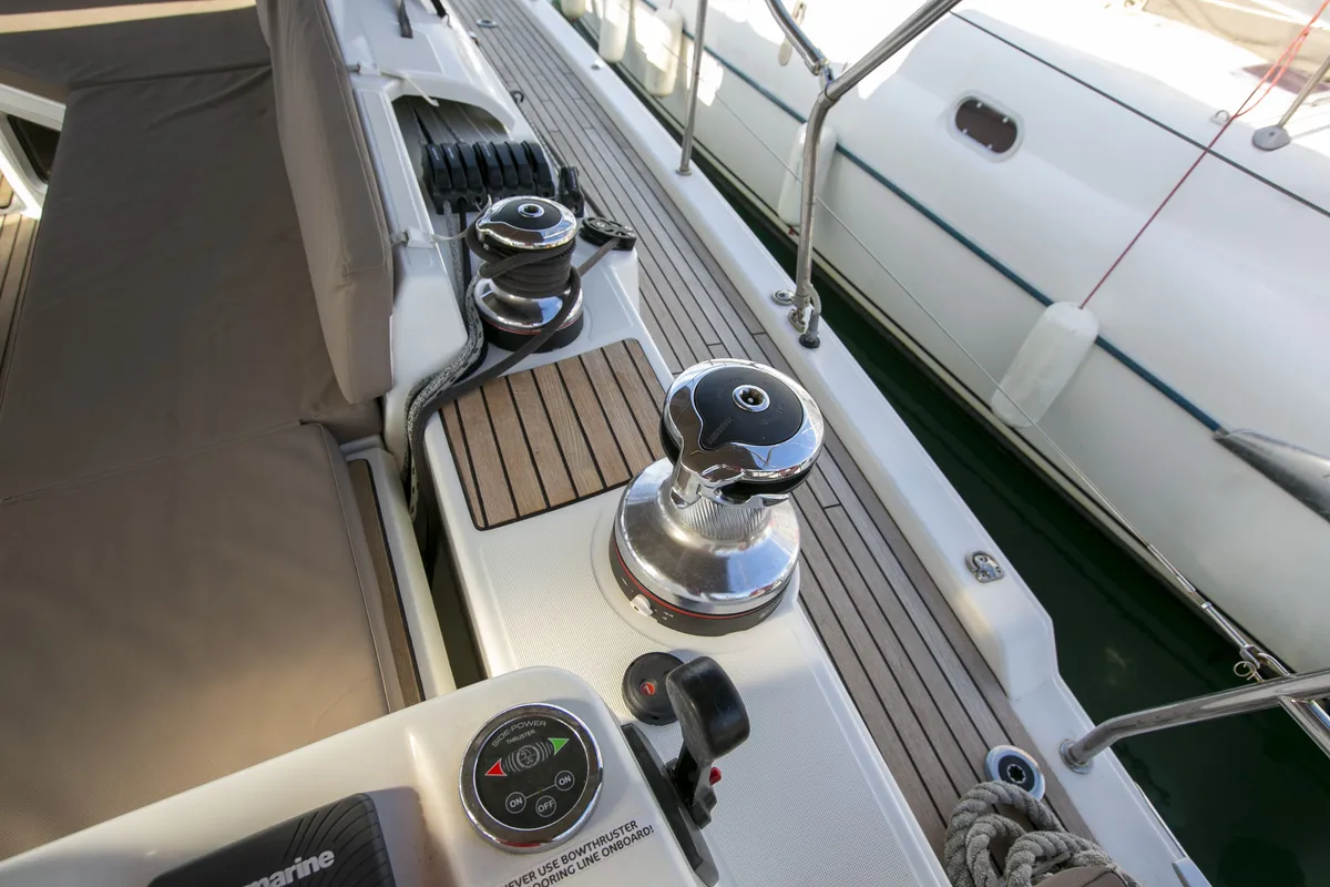Deck of Amazing Elli, a Jeanneau 54 sailboat at Volos Municipality, Greece
