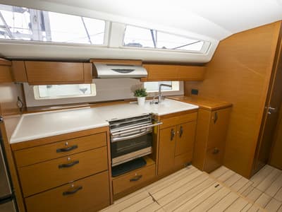 Galley of Amazing Elli, a Jeanneau 54 sailboat at Volos Municipality, Greece