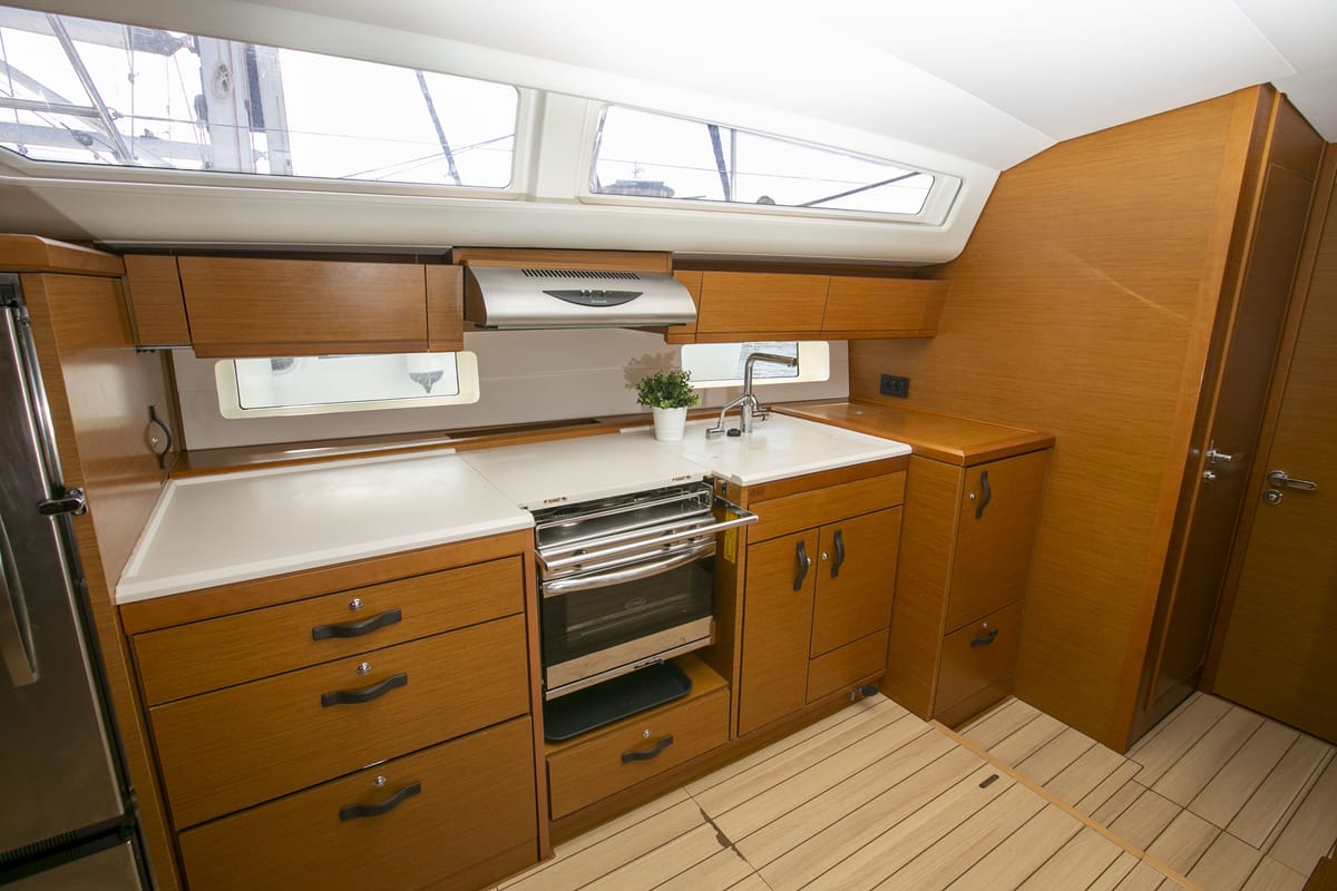 Galley of Amazing Elli, a Jeanneau 54 sailboat at Volos Municipality, Greece