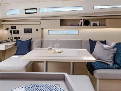 Salon of OKEANOS, a Beneteau Oceanis 40.1 sailboat at Athens, Greece