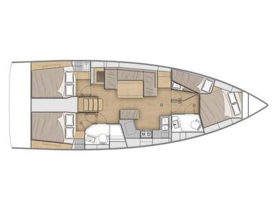 Floor plan of OKEANOS, a Beneteau Oceanis 40.1 sailboat at Athens, Greece