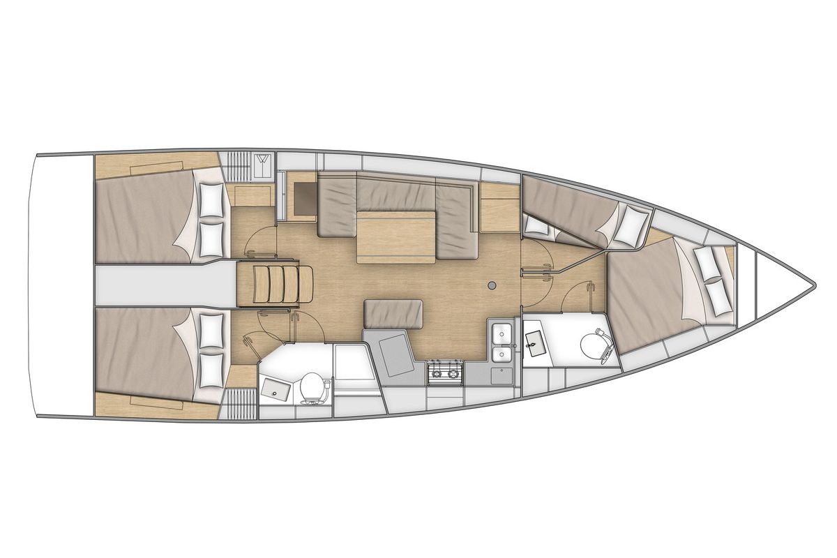 Floor plan of OKEANOS, a Beneteau Oceanis 40.1 sailboat at Athens, Greece