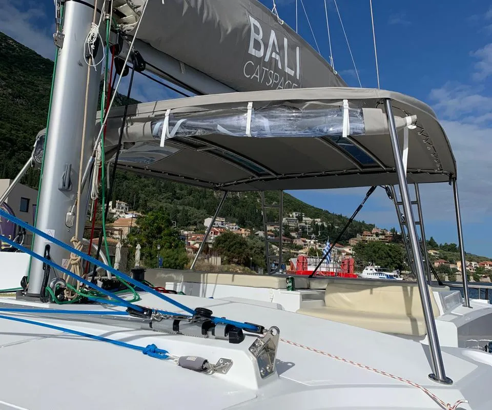 Deck of Danae, a Bali Catspace catamaran at Municipal Unit of Ellomenos, Greece