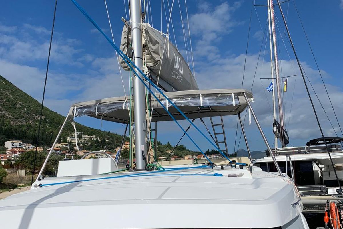 Galley of Danae, a Bali Catspace catamaran at Municipal Unit of Ellomenos, Greece