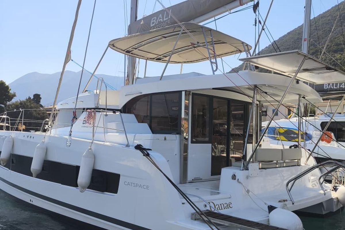 Exterior view of Danae, a Bali Catspace catamaran at Municipal Unit of Ellomenos, Greece
