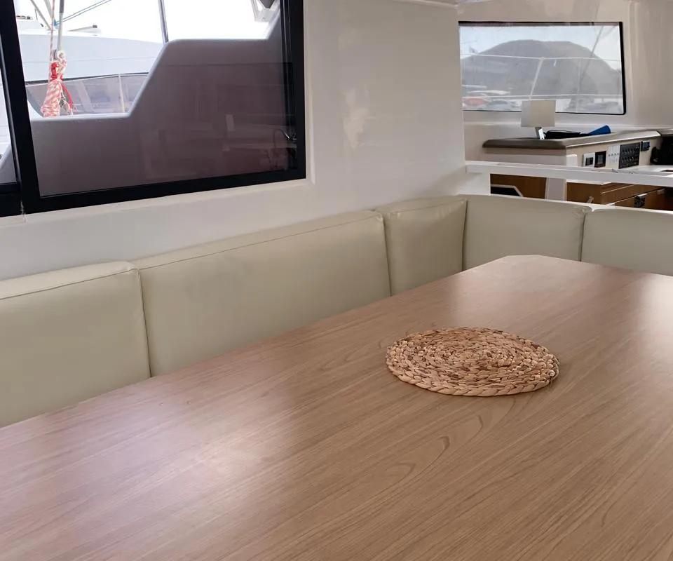 Salon of Danae, a Bali Catspace catamaran at Municipal Unit of Ellomenos, Greece