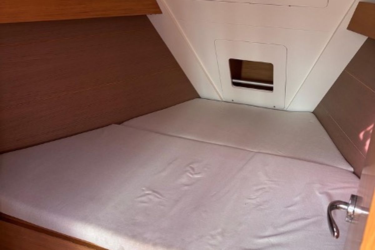 Cabin on Expensive Toy, a Dufour 310 Grand Large sailboat at Palermo, Italy