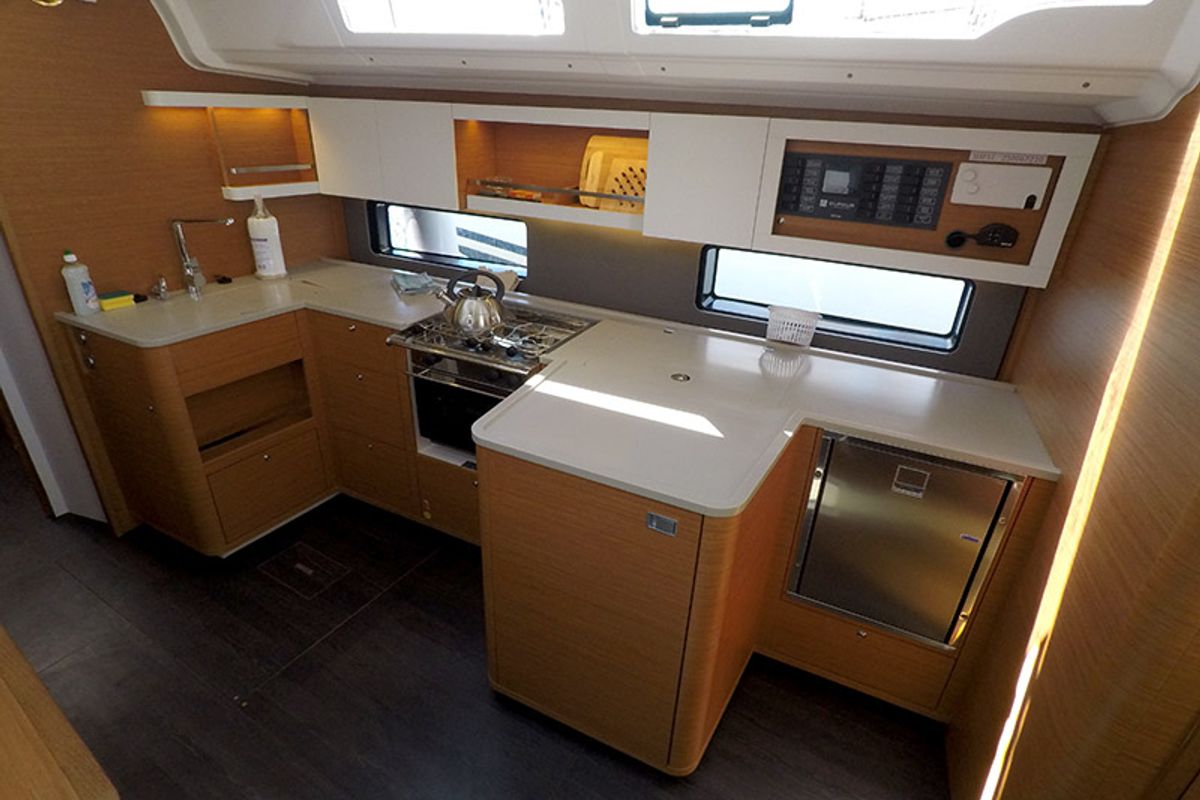 Galley of Dama, a Dufour 44 sailboat at Grad Šibenik, Croatia