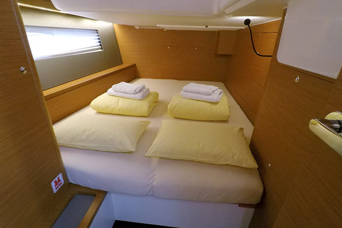 Cabin on Dama, a Dufour 44 sailboat at Grad Šibenik, Croatia