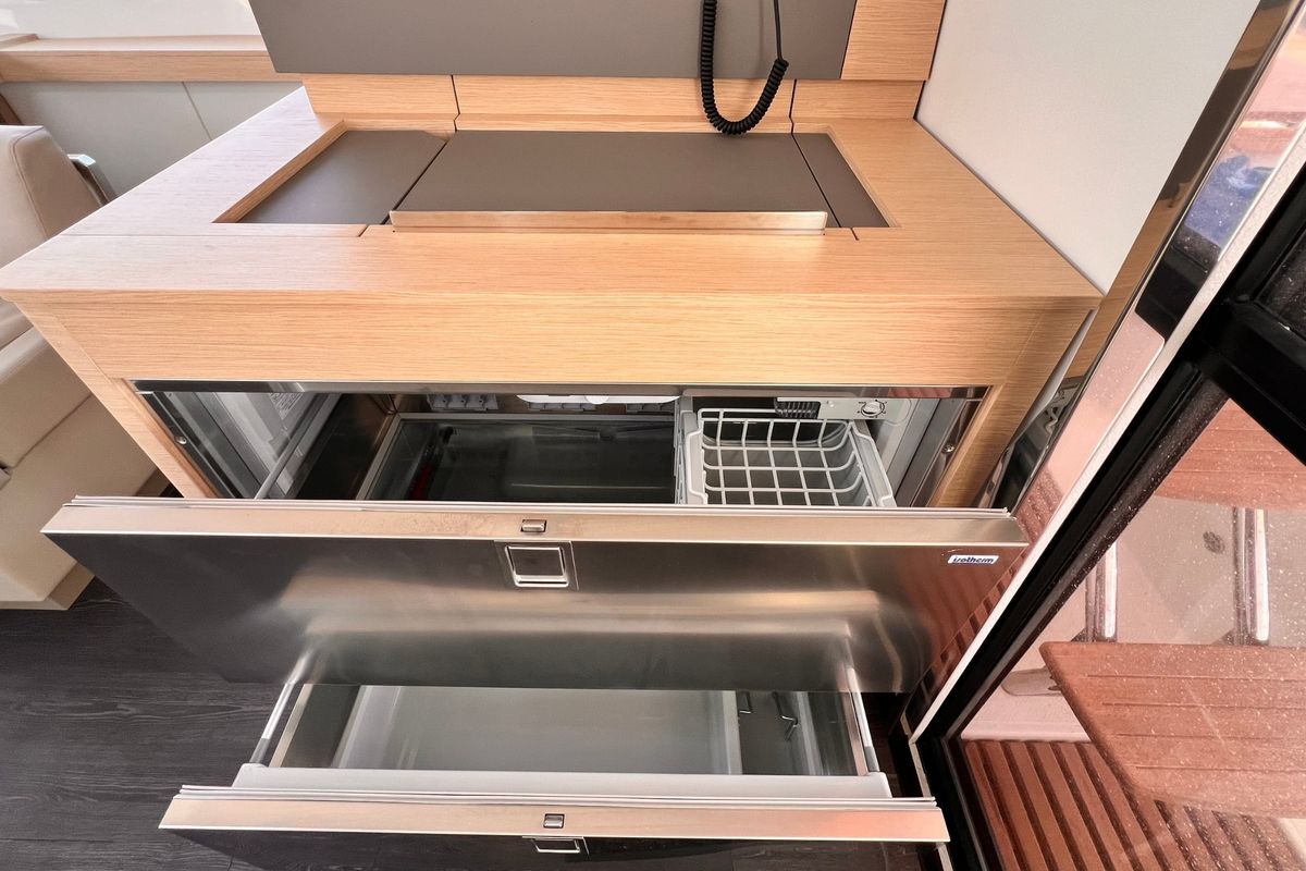 Galley of Nami, a Fountaine Pajot Elba 45 catamaran at Salerno, Italy