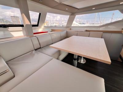 Salon of Nami, a Fountaine Pajot Elba 45 catamaran at Salerno, Italy