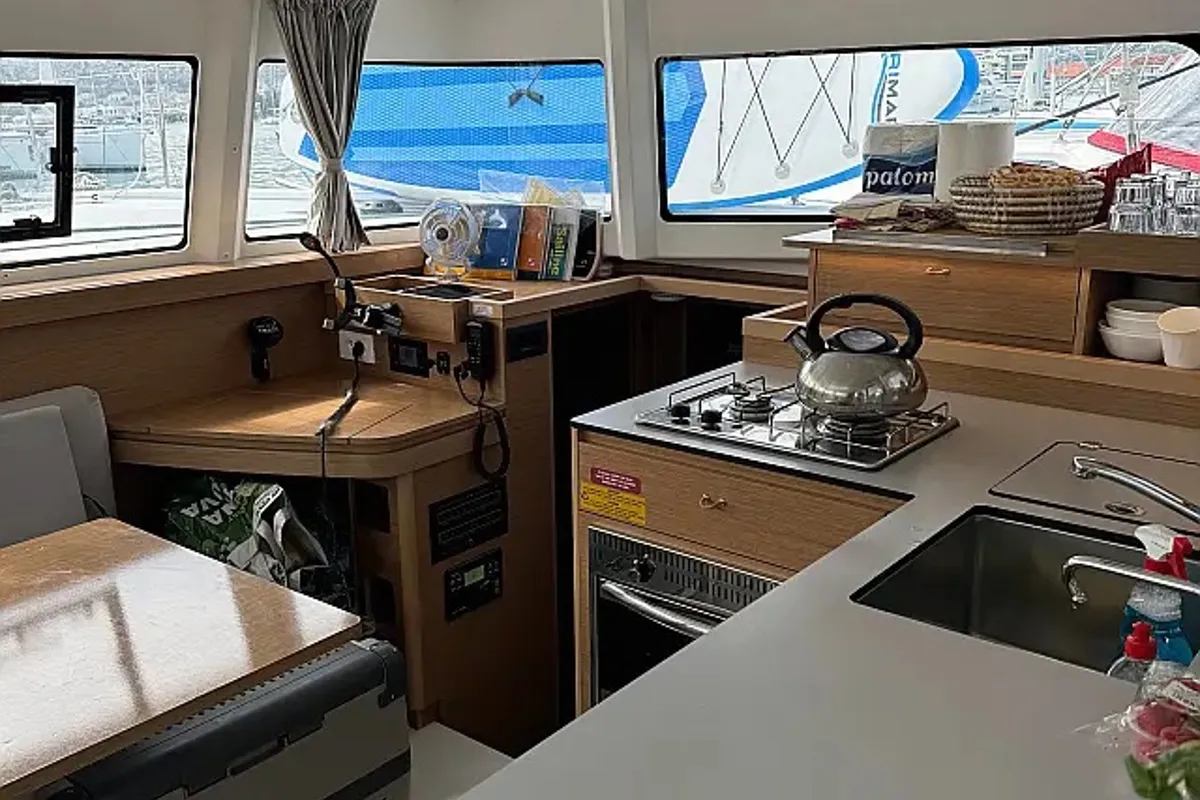 Galley of Spring & Fall, a Excess 11 catamaran at Grad Trogir, Croatia