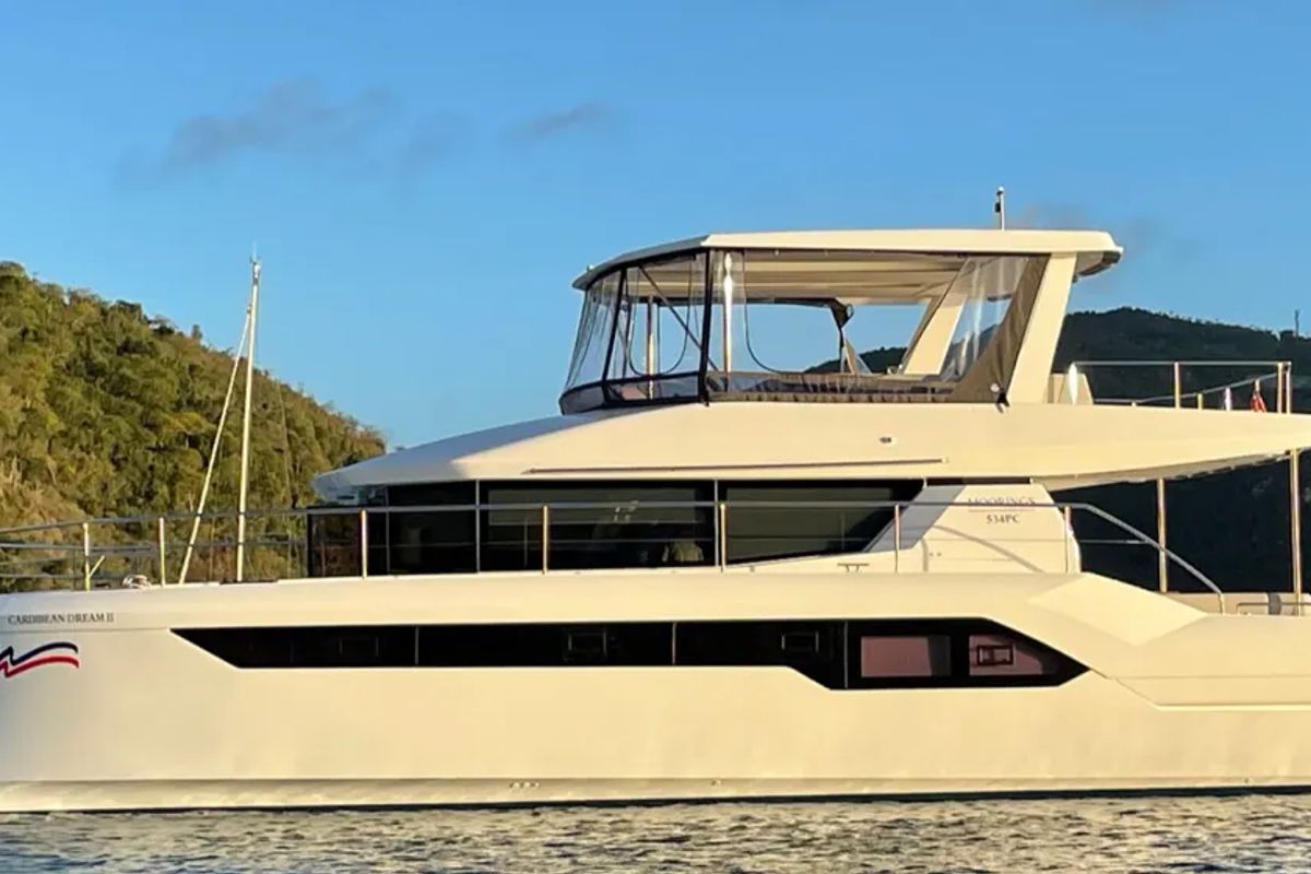 Exterior view of Moorings 534 PC Club, a Leopard 53 PC catamaran at Road Town, British Virgin Islands