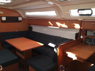 Salon of Cecilia, a Bavaria Cruiser 41 sailboat at Kos, Greece