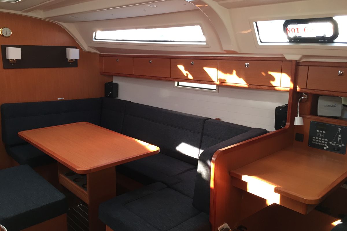Salon of Cecilia, a Bavaria Cruiser 41 sailboat at Kos, Greece