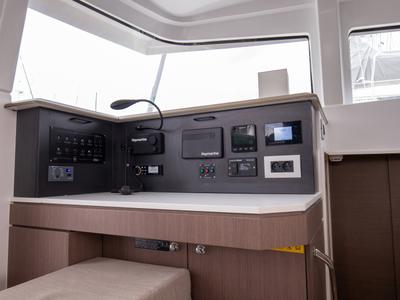 Cockpit of Peppina - Standard Line, a Bali 4.2 catamaran at Salerno, Italy