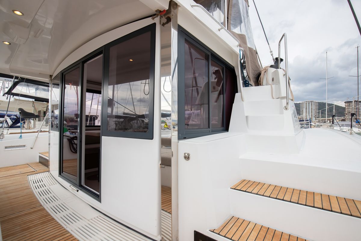 Deck of Peppina - Standard Line, a Bali 4.2 catamaran at Salerno, Italy
