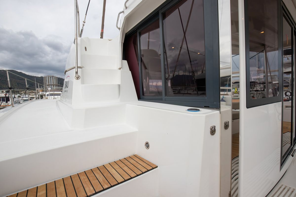 Deck of Peppina - Standard Line, a Bali 4.2 catamaran at Salerno, Italy