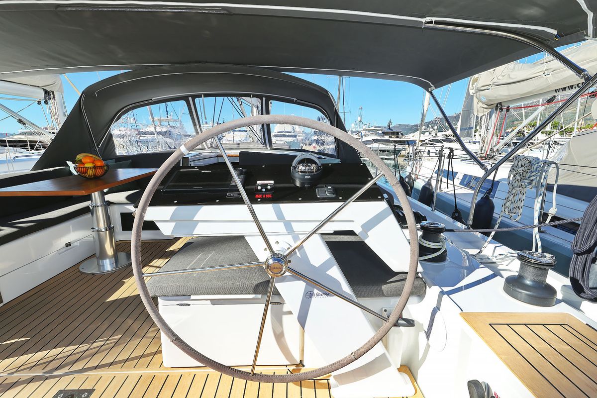 Cockpit of Blondie - Ow, a Hanse Yachts Hanse 460 sailboat at Grad Kaštela, Croatia