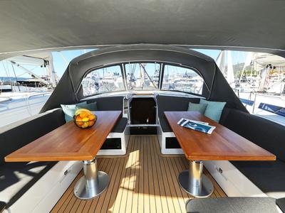 Deck of Blondie - Ow, a Hanse Yachts Hanse 460 sailboat at Grad Kaštela, Croatia