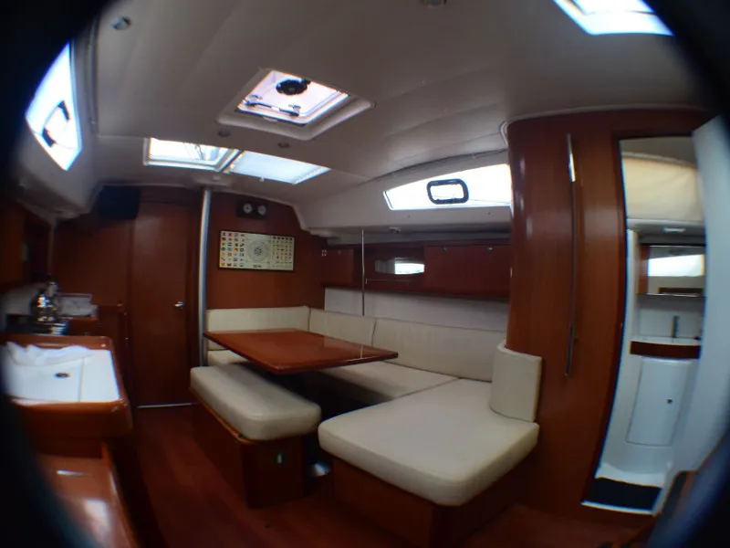 Salon of Anassa, a Beneteau Oceanis 40 sailboat at Volos Municipality, Greece