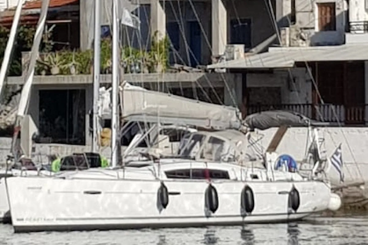 Exterior view of Anassa, a Beneteau Oceanis 40 sailboat at Volos Municipality, Greece