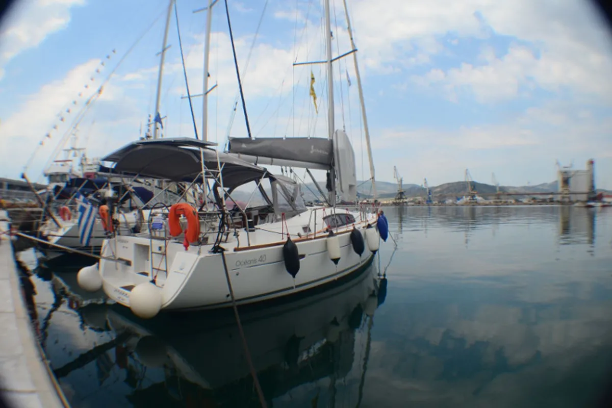 Exterior view of Anassa, a Beneteau Oceanis 40 sailboat at Volos Municipality, Greece