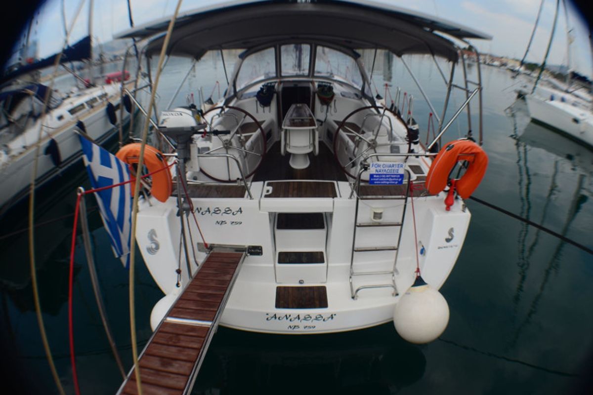 Cockpit of Anassa, a Beneteau Oceanis 40 sailboat at Volos Municipality, Greece