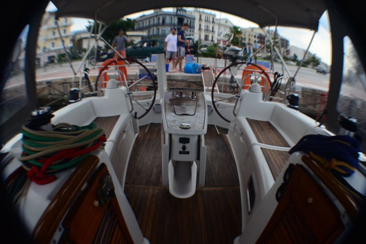 Cockpit of Anassa, a Beneteau Oceanis 40 sailboat at Volos Municipality, Greece