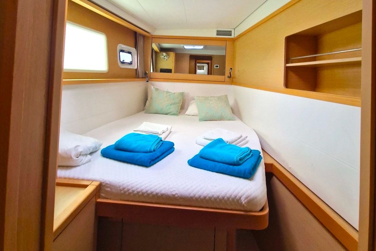 Cabin on EmoSEAon, a Lagoon 450 F catamaran at Municipal Unit of Lefkada, Greece