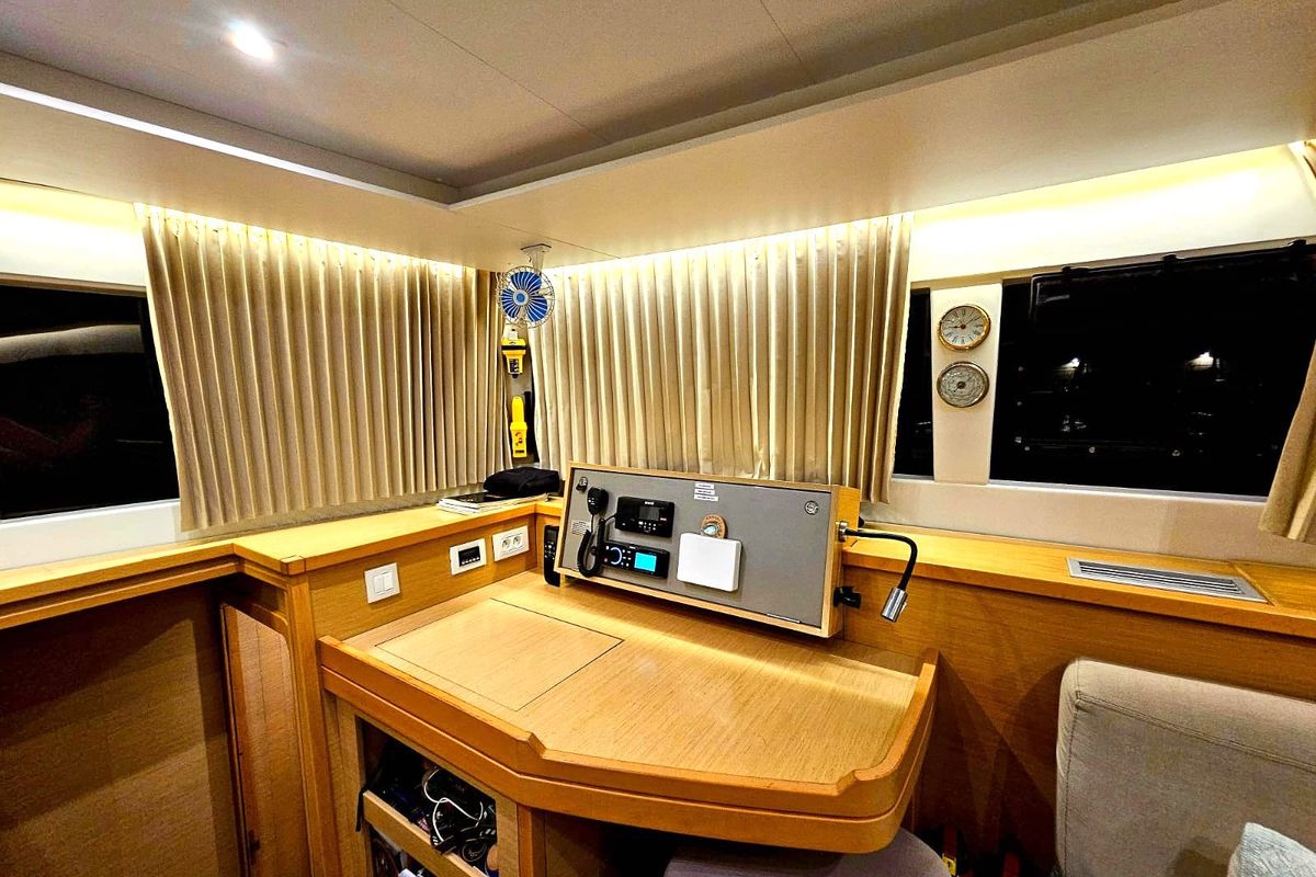 Salon of EmoSEAon, a Lagoon 450 F catamaran at Municipal Unit of Lefkada, Greece