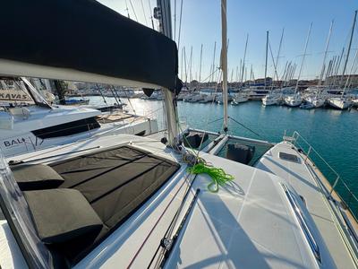 Deck of EmoSEAon, a Lagoon 450 F catamaran at Municipal Unit of Lefkada, Greece