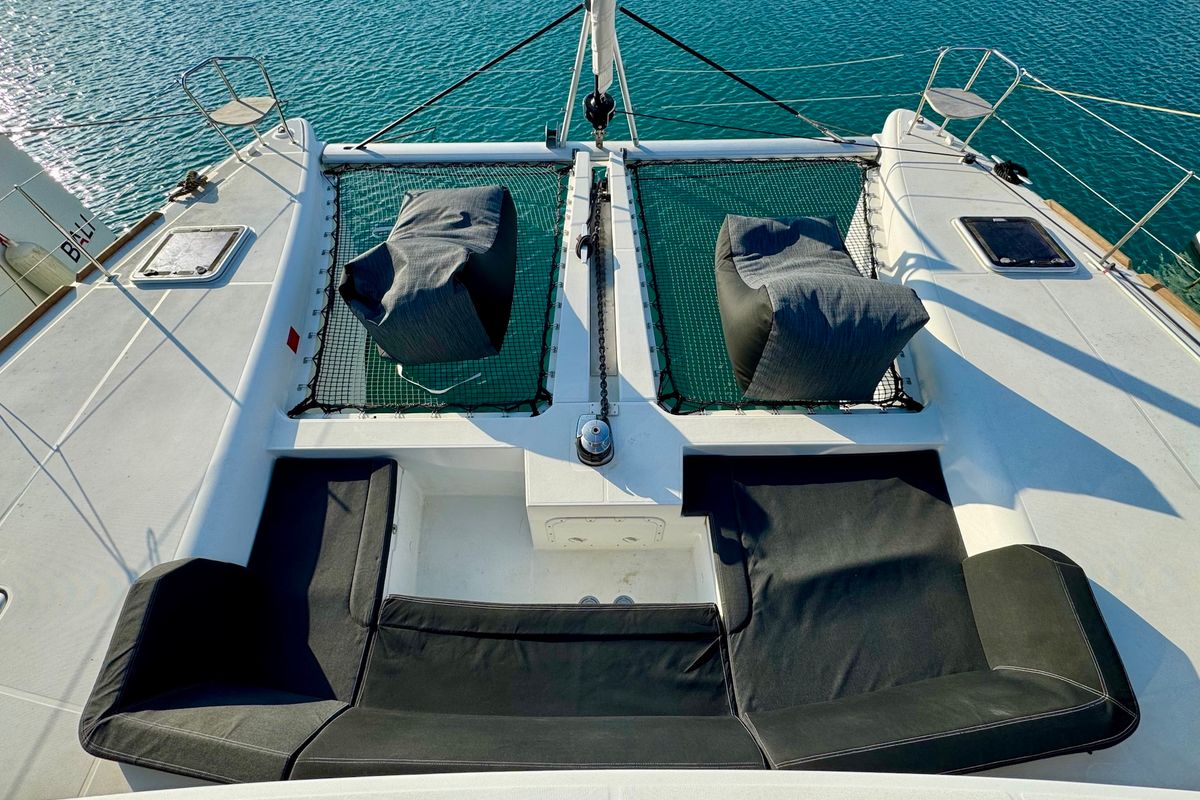 Deck of EmoSEAon, a Lagoon 450 F catamaran at Municipal Unit of Lefkada, Greece