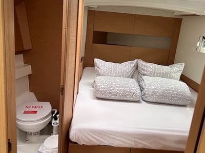 Cabin on Tomeu, a Jeanneau Sun Odyssey 410 sailboat at Elephant Butte Estates, United States