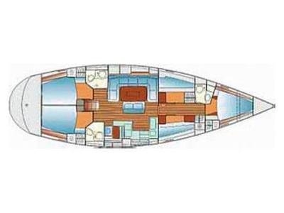 Floor plan of Portugizac, a Bavaria 50 sailboat at Grad Trogir, Croatia