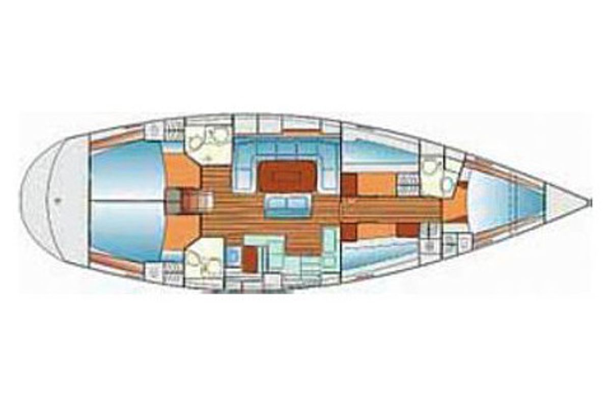Floor plan of Portugizac, a Bavaria 50 sailboat at Grad Trogir, Croatia