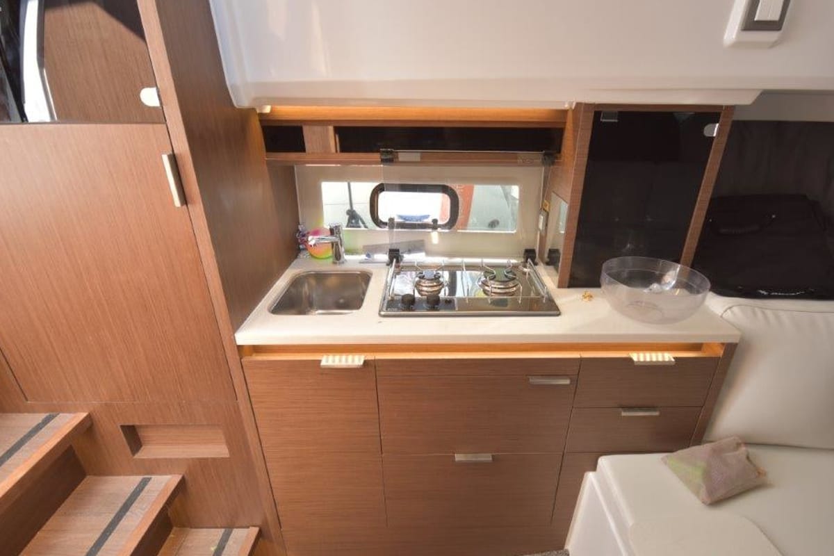 Galley of 272679 ZD, a Jeanneau Cap Camarat 10.5 WA motorboat at Zadar, Croatia