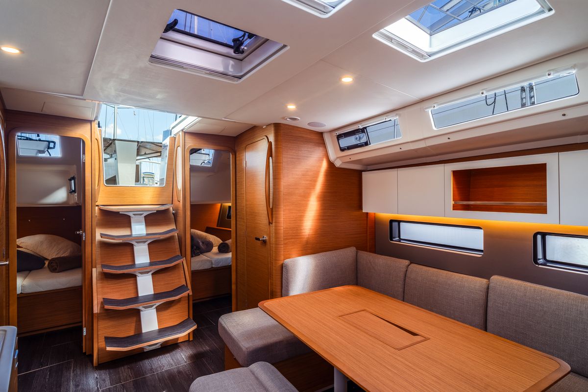 Salon of Mahsa, a Dufour 41 sailboat at Olbia, Italy