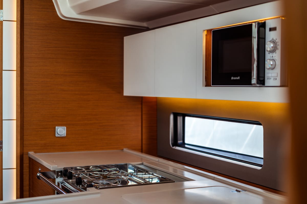 Galley of Mahsa, a Dufour 41 sailboat at Olbia, Italy