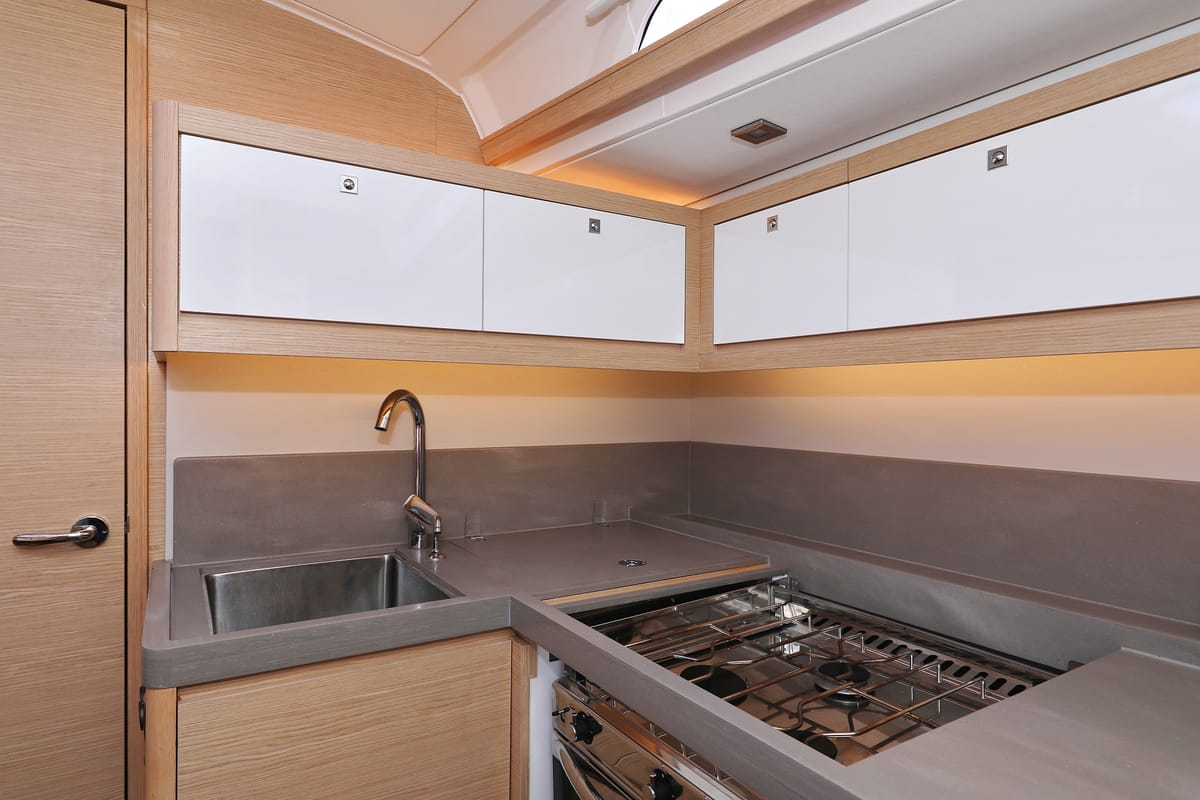 Galley of Polar Flow, a Dufour 470 sailboat at Primošten, Croatia