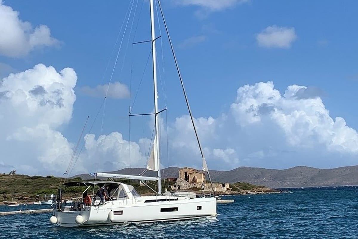 Exterior view of Aeolian Muse, a Beneteau Oceanis 51.1 sailboat at Preveza, Greece