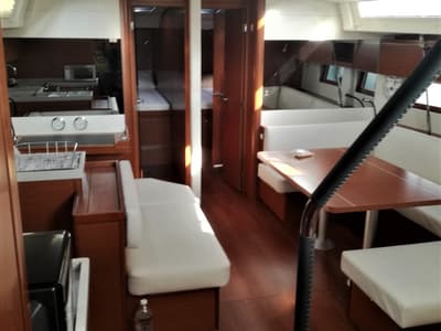 Salon of Aeolian Muse, a Beneteau Oceanis 51.1 sailboat at Preveza, Greece
