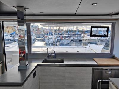 Galley of La Suerte, a Leopard 50 catamaran at Procida, Italy