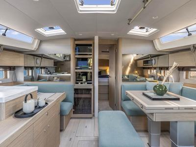 Salon of Margarita, a Beneteau Oceanis 52 sailboat at Olbia, Italy