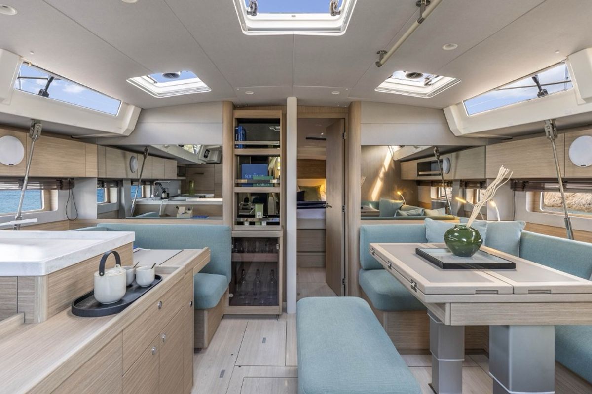 Salon of Margarita, a Beneteau Oceanis 52 sailboat at Olbia, Italy
