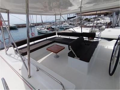 Deck of Errant Vagabond, a Lagoon 51 catamaran at Municipal Unit of Palairos, Greece